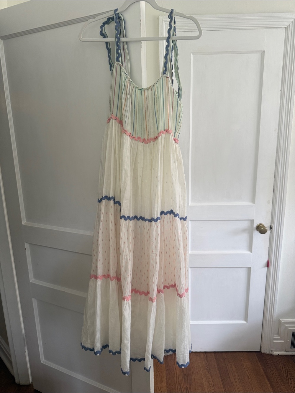 Z&L Maxi Dress - White with blue and pink